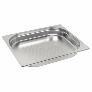 Vogue Stainless Steel Perforated 1/2 Gastronorm Pan 40mm - E698 - 1