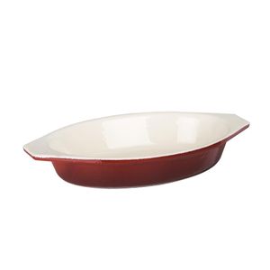 Vogue Red Oval Cast Iron Gratin Dish 650ml - GH317 - 1
