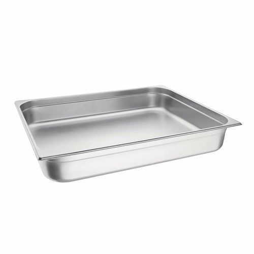 Vogue Stainless Steel 2/1 Gastronorm Pan 100mm - K804 - 1