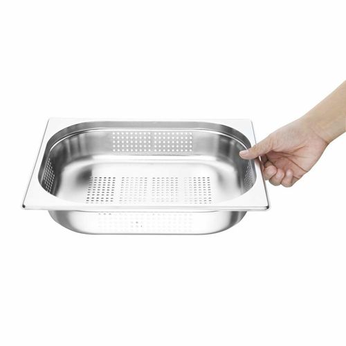 Vogue Stainless Steel Perforated 1/2 Gastronorm Pan 65mm - K844 - 5