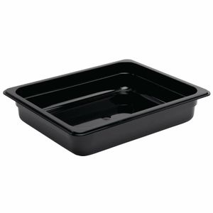 Vogue Polycarbonate 1/2 Gastronorm Container 65mm Black - U458 - 1