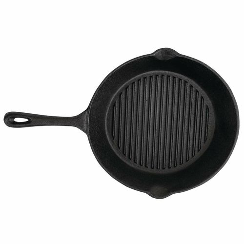 Vogue Round Cast Iron Ribbed Skillet Pan 267mm - M652 - 3
