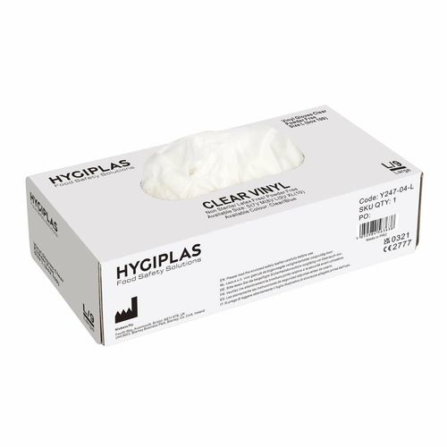 Vogue Powder-Free Vinyl Gloves Clear Large (Pack of 100) - Y247-L - 2