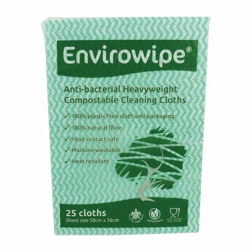 EcoTech Envirowipe Antibacterial Compostable Cleaning Cloths Green (25 Pack) - FA211 - 3