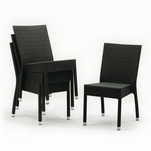Bolero PE Wicker Side Chairs Charcoal (Pack of 4) - CF159 - 1
