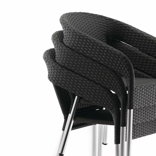 Bolero Wicker Wraparound Bistro Chairs Charcoal (Pack of 4) - CG223 - 9