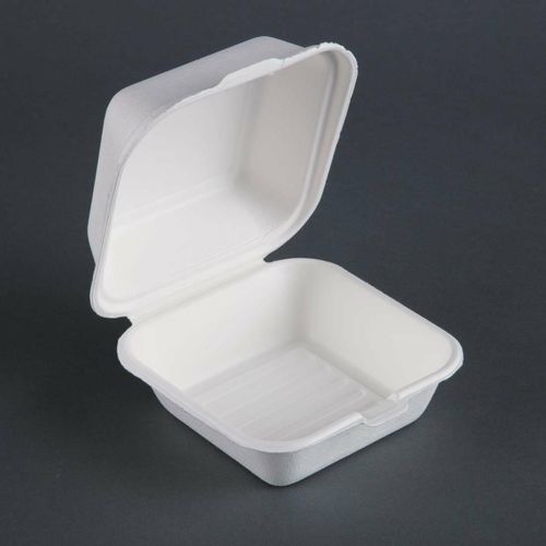 Fiesta Compostable Bagasse Burger Boxes with Bottom Ridges 153mm (Pack of 500) - DW247 - 5