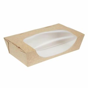 Colpac Recyclable Kraft Tuck-Top Salad Boxes With Window 1000ml / 35oz (Pack of 200) - FA372 - 1