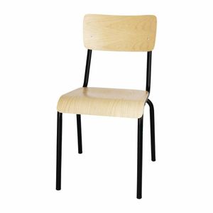 Bolero Cantina Side Chairs with Wooden Seat Pad and Backrest Black (Pack of 4) - FB949 - 1