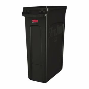 Rubbermaid Slim Jim Container With Venting Channels Black 87Ltr - CP653 - 1