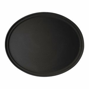 Cambro Camtread Large Fibreglass Oval Non-Slip Tray Black 600mm - DM783 - 1