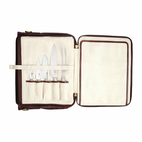 Boldric Messenger Leather Knife Bag Brown 10 Slots - CM558 - 5