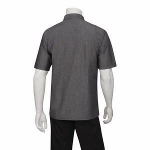 Chef Works Unisex Detroit Denim Short Sleeve Shirt Black S - B075-S - 3
