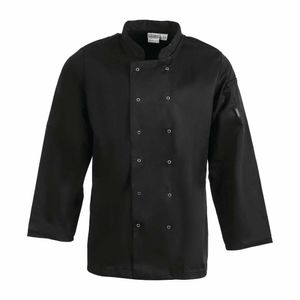 Whites Vegas Unisex Chefs Jacket Long Sleeve Black XXL - A438-XXL - 1