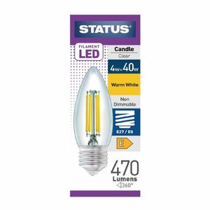 Status Filament LED Candle ES Warm White Light Bulb 4/40w - FW520 - 1
