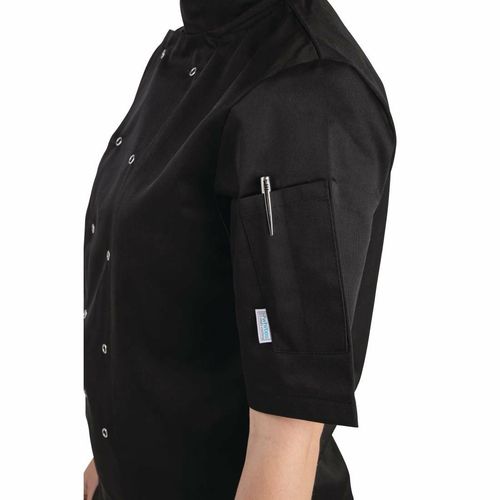 Whites Vegas Unisex Chefs Jacket Short Sleeve Black XXL - A439-XXL - 6