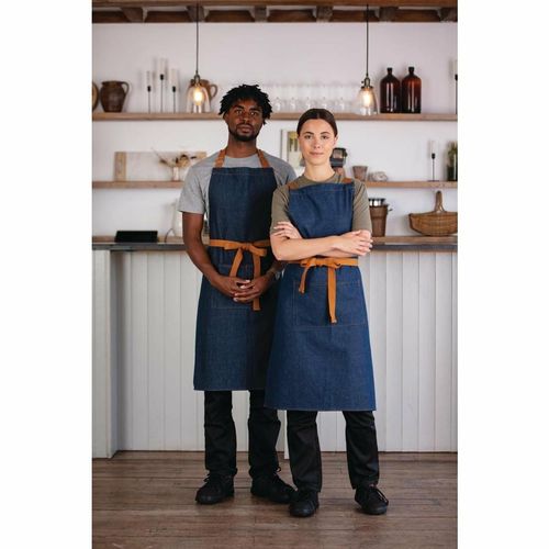Southside X-Cross Back Apron Denim Blue Tan Ties - B984 - 4