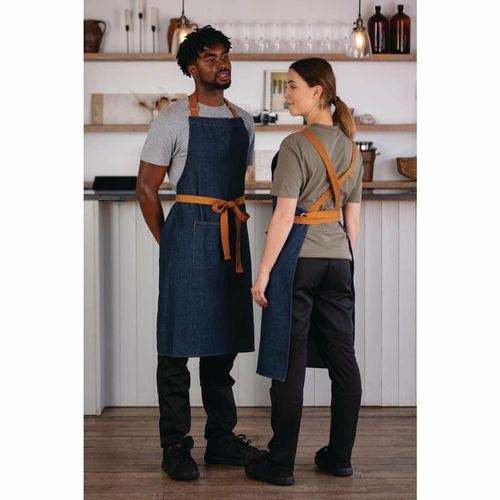 Southside X-Cross Back Apron Denim Blue Tan Ties - B984 - 5