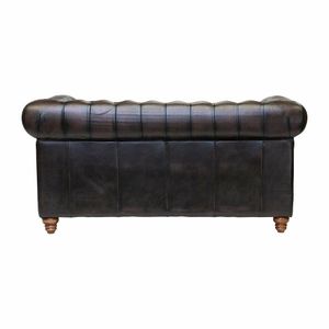 Chesterfield Leather Two-Seater Sofa Antique Brown - 3