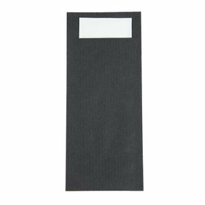 Europochette Black Cutlery Pouch with White Napkin (Pack of 500) - CK236 - 1
