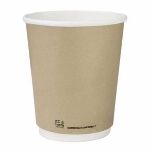 Fiesta Compostable Coffee Cups Double Wall 227ml / 8oz (Pack of 25) - CU985 - 1
