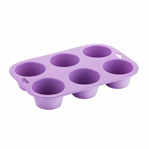 Hygiplas Flexible Silicone Six Hole Purple Muffin Pan - CX047 - 1