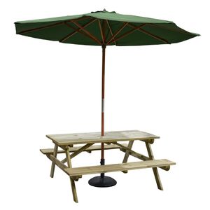 Rowlinson Willington Wooden Parasol Green 2.7m with Base 15kg - HP886 - 3