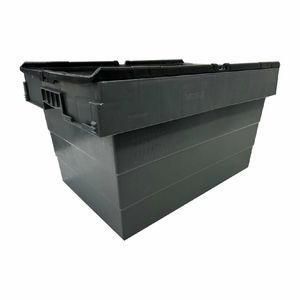 Vogue Plastic Transport Storage Crate with Attached Lid 600x400x320mm - DX995 - 3
