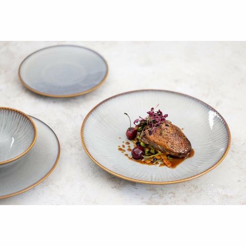 Olympia Drift Grey Embossed Coupe Low Bowls 260mm (Pack of 4) - FU197 - 14