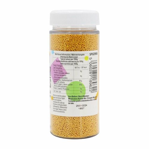 PME Sugar Pearls Nonpareils 100g - Gold - HU216 - 2