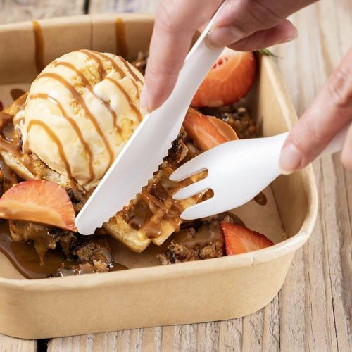 Fiesta Compostable Paper Forks 155mm (Pack of 100) - HT483 - 6