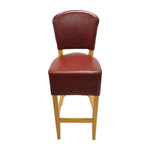 Hanoi Bar Chair in Soft Oak with Bison Bordeaux Vinyl - HP791 - 3