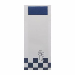 Europochette Classic Size Wine & Dine Cutlery Pouch with Blue 2ply Napkin (Pack of 500) - HX978 - 1