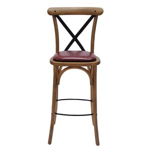 Bristol Bar Chair in Weathered Oak with Bison Bordeaux Seat - HX881 - 3
