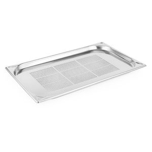 Vogue Stainless Steel Heavy Duty Perforated 1/1 Gastronorm Tray 20mm - DM971 - 1
