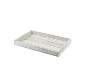 Genware White Wash Wooden Crate 35 x 23 x 4cm - 1