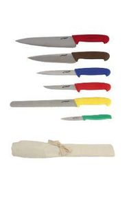 6 Piece Colour Coded Knife Set + Knife Wallet - 1