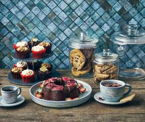 Genware Slate 2-Tier Cake Stand 20/25cm - 3
