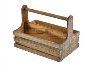 Medium Rustic Wooden Table Caddy - 1