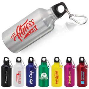 Custom Branded Aluminium Bottle With Carabiner Lid Mento (400ml) - 1