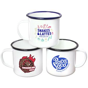 Custom Branded Premium Enamel Mugs (285ml/10oz) - White - 1