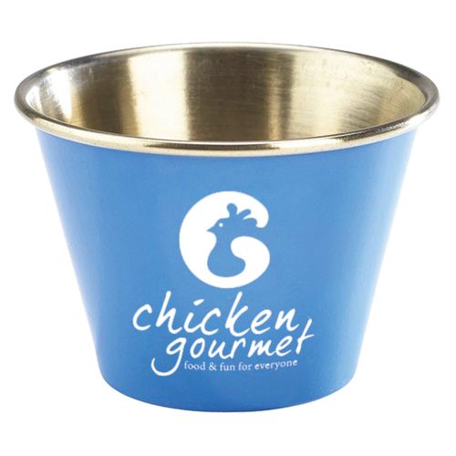 Custom Branded 2.5oz Stainless Steel Ramekin (Blue, Red, Yellow & Black) - 5