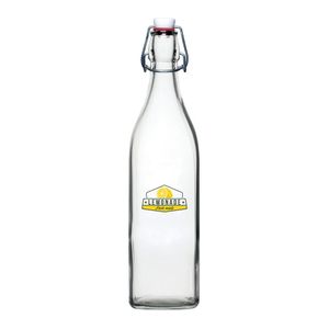 Custom Branded Glass Square Swing Bottle - 2 Pint (1 Litre) - 1