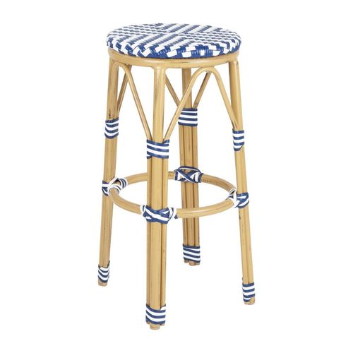 Bolero Parisian Style PE Rattan Bar Stools Blue (2 Pack) - HZ145 - 1