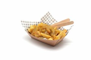 Compostable Large Kraft Chip Tray (Case of 500) - 1