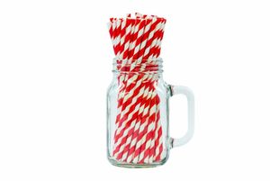 8" Red & White Paper Straw - 6mm (250 per case) - 1