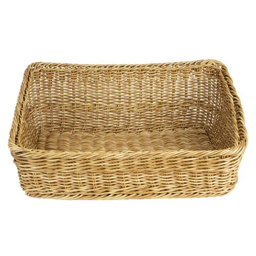 Olympia Polywicker Rectangular Display Basket Light Brown 525x385mm - JA356 - 1