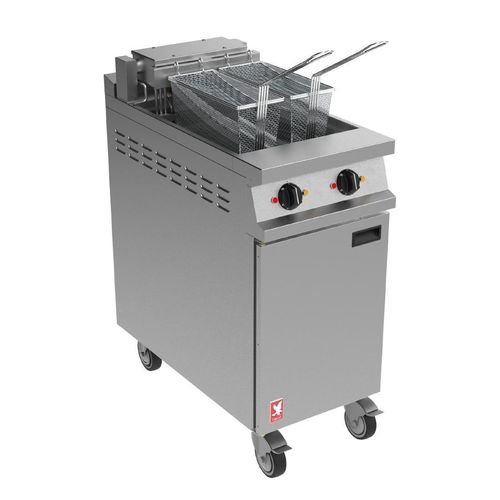 Falcon Dominator Plus E3845F Twin Pan Electric Filtration Fryer on Castors - JB737 - 1