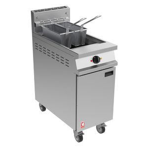Falcon Dominator Plus FlG3840 Single Pan Twin Basket Nat Gas Fryer on Castors - JB701 - 1