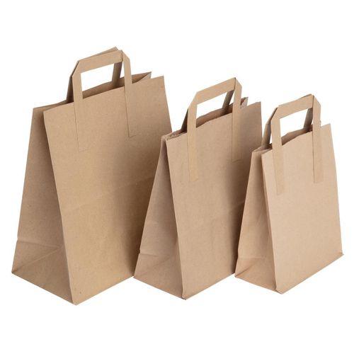 Fiesta Recyclable Flat Handle Brown Paper Bags Small (250 Pack) - JA527 - 2